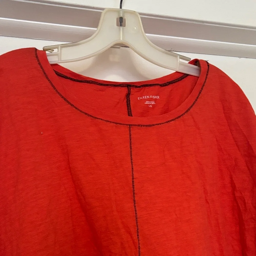 Eileen Fisher Vibrant Orange Short-Sleeve Scoop Neck Tee